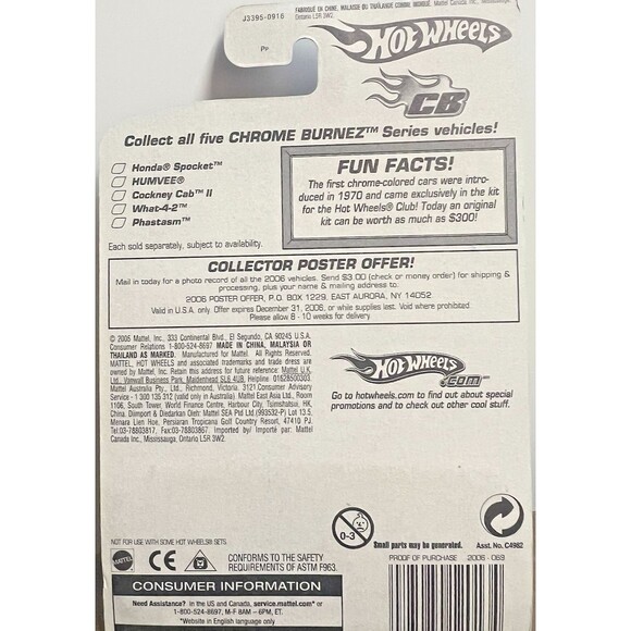 2006 Hot Wheels #69 Chrome Burnez 4/5 WHAT-4-2 Chrome Red-Tampo w/PR5 Spoke - Picture 5 of 7